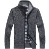 Men's Zip Up Fleece Cardigan Sweater Winter Warm Sherpa Lined Jacket Coat