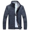 Men's Zip Up Fleece Cardigan Sweater Winter Warm Sherpa Lined Jacket Coat