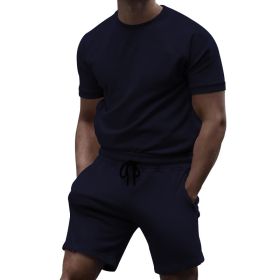 Men Short Sets 2 Piece Outfits Fashion Summer Tracksuits Casual Tee  Short Set (Color: BLACK, size: S)