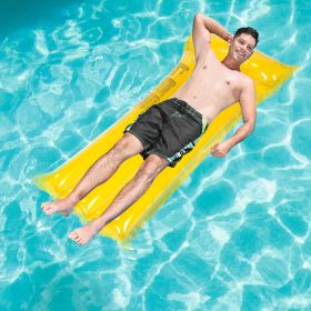 Inflatable Pool Float Raft Foldable Float Lounge Chair Swimming Pool Water Mat with Pillow Air Mat Mattress (Color: Yellow)