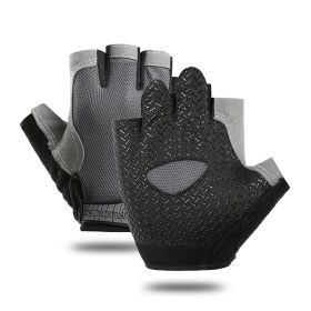 Breathable Fitness Gloves Gym Weightlifting Thin Non-slip Half Finger Cycling Gloves Equipment Yoga Bodybuilding Training Sports Grey Color (size: XL)