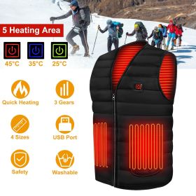 Heat Jacket Vest 3 Heating Gear Adjustable USB Heated Vest Warm Heat Coat Vest w/ 5 Heating Pads For Men Women Winter Outdoor Activity (size: L)
