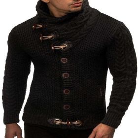 Autumn Winter Man Sweaters Streetwear Clothes Turtleneck Sweater Men Long Sleeve Knitted Pullovers Soft Warm Basic Sweater Male (Color: BLACK, size: XL)