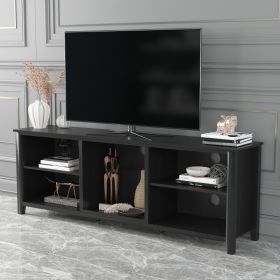 WESOME TV Stand Storage Media Console Entertainment Center; Tradition Black (Color: BLACK)