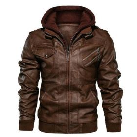 Faux Leather Biker Jacket | Leather Motorcycle Jacket | Leather Coats (Color: Auburn, size: S)