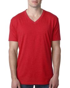 Next Level Apparel 6240 Men's CVC V-Neck T-Shirt (Color: Red, size: 2XL)