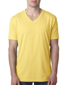 Next Level Apparel 6240 Men's CVC V-Neck T-Shirt (Color: BANANA CREAM, size: S)