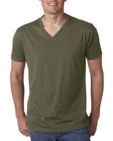 Next Level Apparel 6240 Men's CVC V-Neck T-Shirt (Color: MILITARY GREEN, size: S)