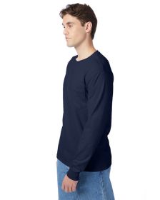 Hanes 5596 Men's Authentic-T Long-Sleeve Pocket T-Shirt (Color: Navy, size: L)