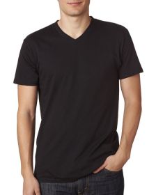 Next Level Apparel 6440 Men's Sueded V-Neck T-Shirt (Color: BLACK, size: XS)
