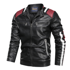 Mens Biker Jacket With Shoulder Details (Color: BLACK, size: M)