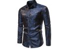 Men's Rose Printed Long Sleeve Dress Button Down Shirts