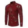 Mens Casual Shirts Gold Rose Printed Slim Fit Long Sleeve Dress Shirts/Prom Performing Shirts