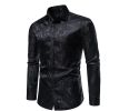 Men's Rose Printed Long Sleeve Dress Button Down Shirts