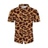 European and American New Men's Casual Shirts Short Sleeve 3D Digital Printing Leopard Print Men's Shirts