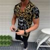 Summer Hot Hawaiian 3D Digital Printing Striped Business Classic Style Men's Shirts