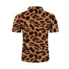 European and American New Men's Casual Shirts Short Sleeve 3D Digital Printing Leopard Print Men's Shirts