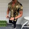 2022 Summer Hot Hawaiian 3D Digital Printed Striped Classic Style Men's Shirts