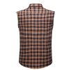 Mens Sleeveless Plaid Shirt Flannel Button Down Shirts