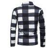 Men's Zipper Plaid Stand Collar Pullover Sweater