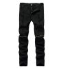 Mens Jeans Ripped Skinny Distressed Destroyed Straight Fit Zipper Jeans with Holes