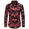 Men's Floral Shirt Long Sleeve Casual Button Down Shirt Slim Fit Flower Dress Shirt