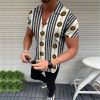 2022 Summer Hot Hawaiian 3D Digital Printed Striped Business Men's Shirts