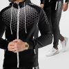 Autumn and winter zippered sportswear men's hooded coat electronic honeycomb casual suit