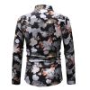 Men's Shirt Stylish Slim Fit Button Down Long Sleeve Floral Shirt Dress Shirts