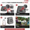 5 CORE Rock Garden Wireless Outdoor Speakers IPx6 Waterproof Weatherproof TWS Bluetooth 5.3 Speaker w Solar & USB Charging 7 LED Lights 6 Hr Playtime