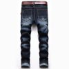 Mens Ribbed Jeans Straight Fit Denim Pants