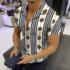 2022 Summer Hot Hawaiian 3D Digital Printed Striped Business Men's Shirts