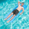 Inflatable Pool Float Raft Foldable Float Lounge Chair Swimming Pool Water Mat with Pillow Air Mat Mattress