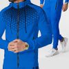 Autumn and winter zippered sportswear men's hooded coat electronic honeycomb casual suit