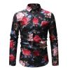 Men's Shirt Stylish Slim Fit Button Down Long Sleeve Floral Shirt Dress Shirts