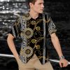 2022 Summer Hot Sale Hawaiian 3D Digital Printed Striped Business Luxury Style Men's Shirts