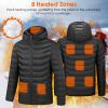 Heated Jacket Electric Heating Coat Lightweight Winter Hooded Jacket with 3-Level Heating Modes 8 Heating Zones Detachable Zipper Hood